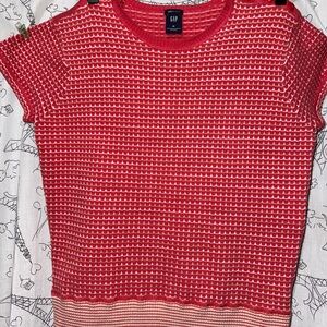 GAP Orange Knit Stripe Sweater Blouse